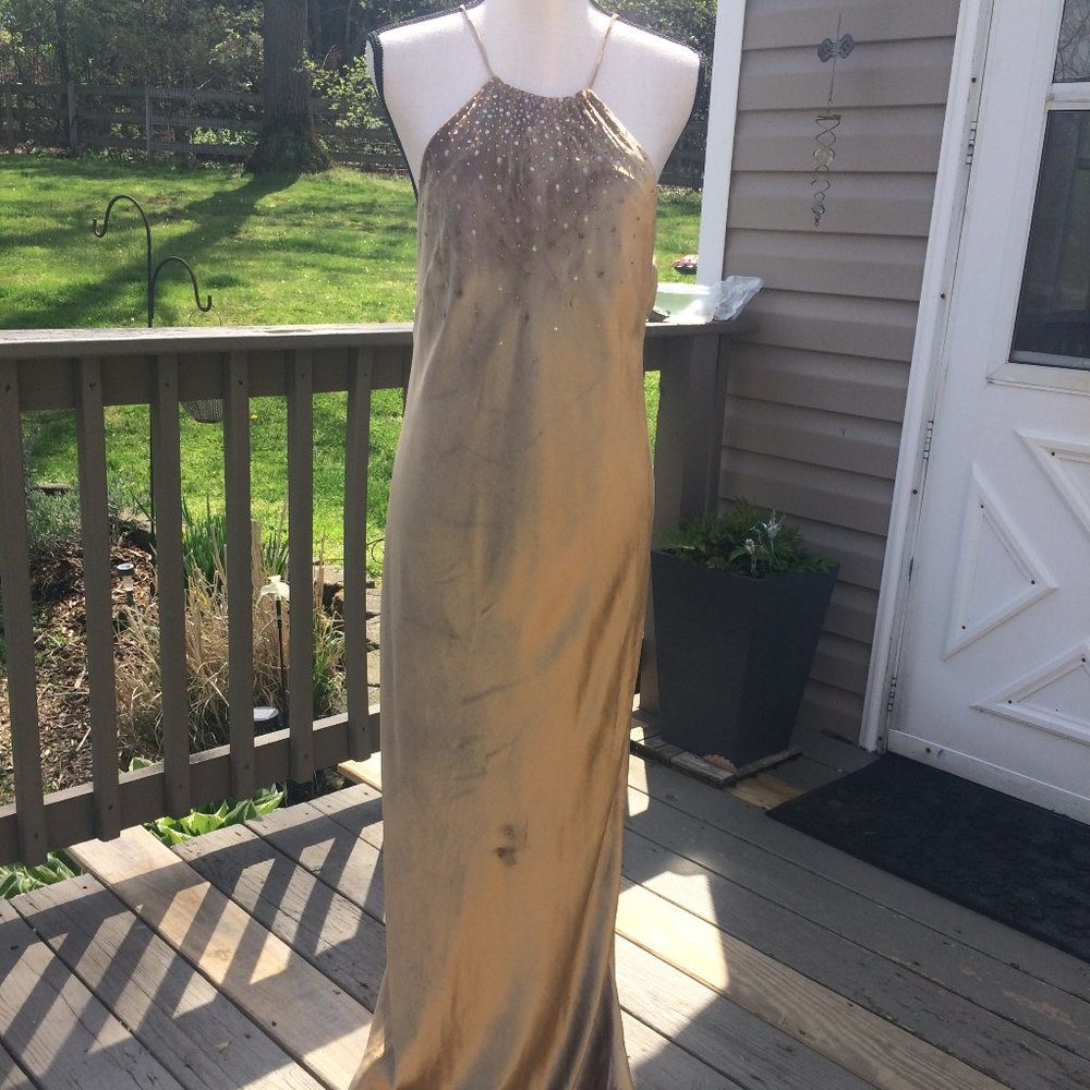 Monsoon Gold Long Evening Dress